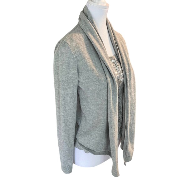 Michael Kors Sweater Sequins Cardigan and Tank Cotton Blend Top Silver Grey S/P - Picture 3 of 11
